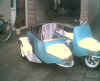 green and white Cezeta sidecar with Suzuki 250cc engine